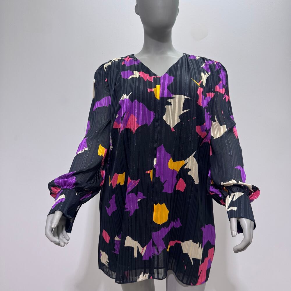NWT Marina Rinaldi Abstract Print Long Sleeve Top sz US 18 Artsy Momcore Luxury